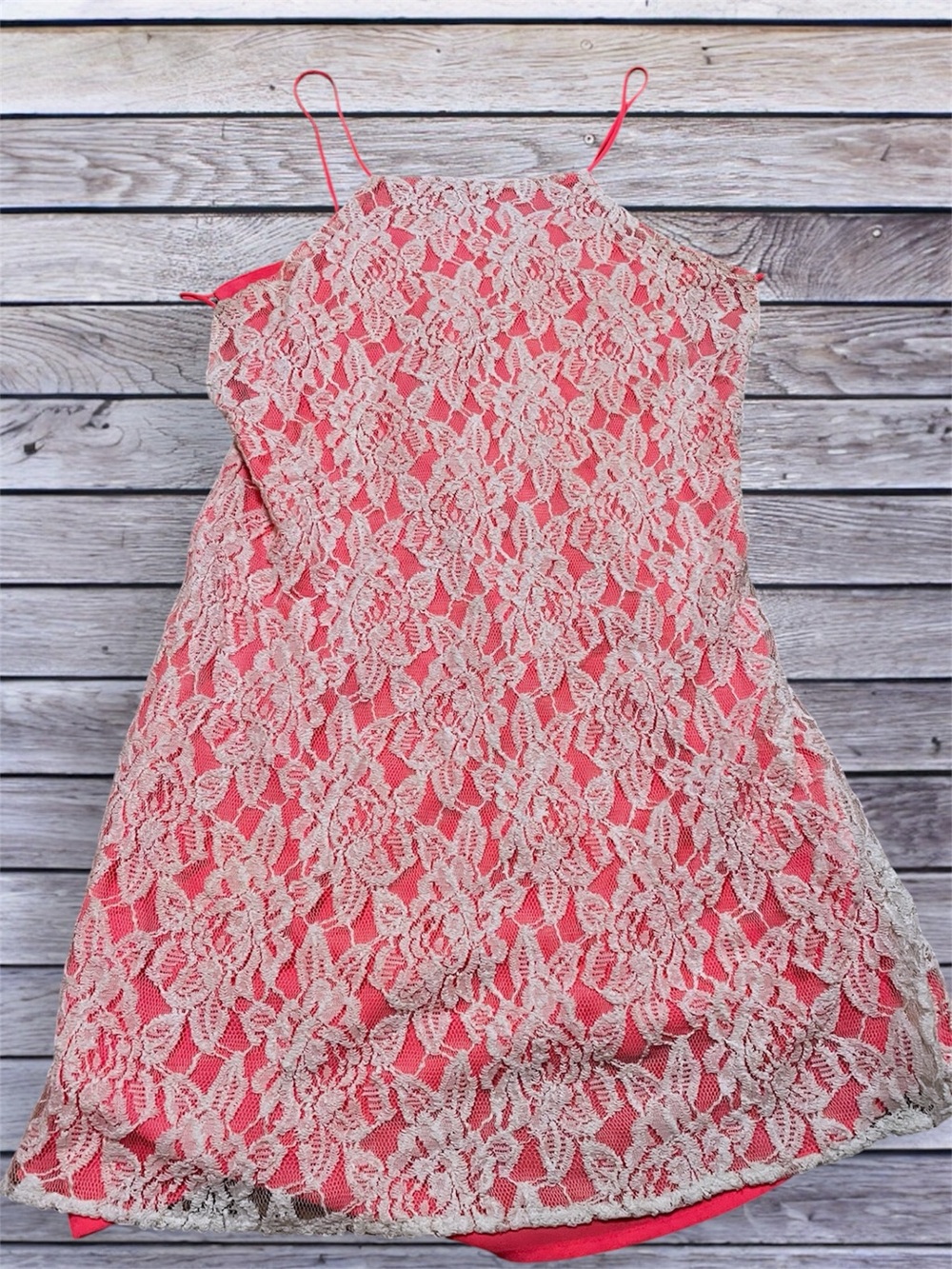 Urban Outfitters Pins & Needles Coral Pink Dress with Lace Overlay M
